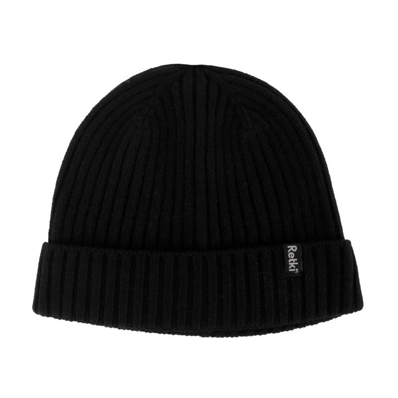 Beanie 100% merino rib one size, black