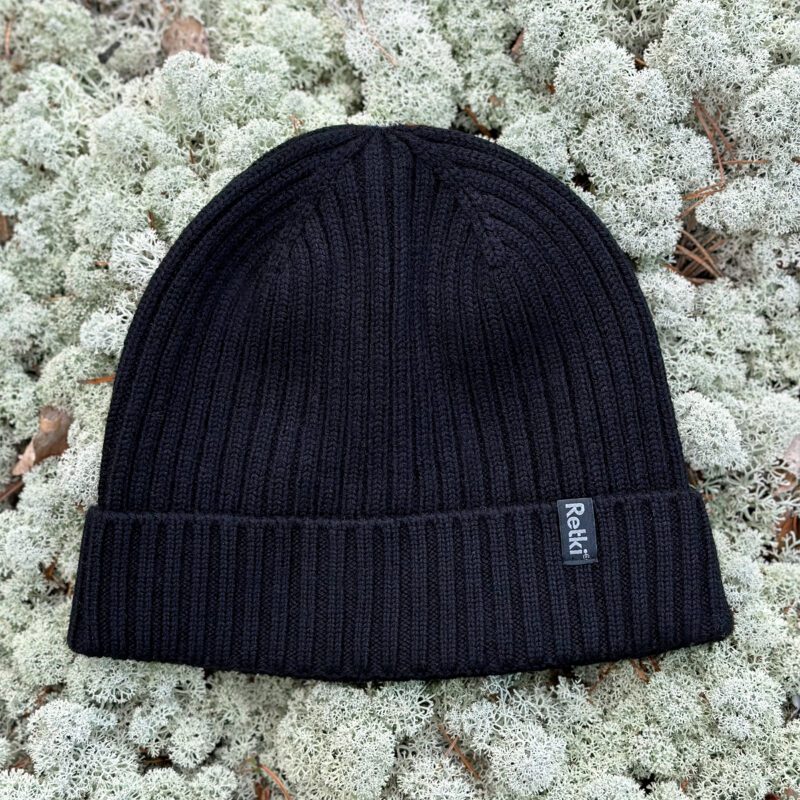 Beanie 100% merino rib one size, black - Image 2